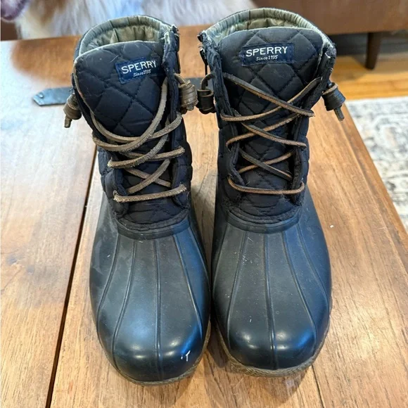 Sperry Black Quilted Waterproof Boots - Picture 2 of 3